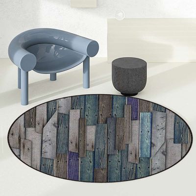 Teal Purple GreyRound mat Washable Desk Chair Mats Blue Grey Rustic Planks Barn House Wood Hardwood Floor Multi-Purpose Soft Mats for Gaming Rolling Chair/Living Room/Study Wooden Diameter 43.3 in