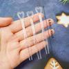 Honbay 200PCS Transparent White Disposable Fruit Forks Dessert Forks Cake Forks Appetizer Forks Plastic Cocktail Picks Sticks Cute Heart Shaped Food Picks view 3
