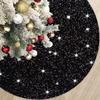 Christmas Tree Skirt 46 Inch Black Xmas Tree Skirt Soft Fabric Tree Skirts Christmas Decorations for Halloween New Year Round Velvet Tree Cover Skirt Sequin Metallic Tree Floor Base Luxury Tree Mat view 1