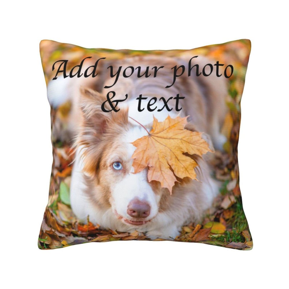Personalized Throw Pillow Case Custom Photo and Text Decorative Pillow Cover Personalised Pillowcase Gifts for Him Her Family Valentine's Day Mother's Day Christmas Birthday 20"X20"