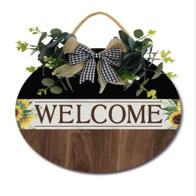 Welcome Front Door Sign Funny Wreaths Hanging Wooden Plaque Decoration Round Rustic Wood Farmhouse Porch Decor for Home Front Door Decor, 11 x 11 Inch