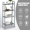 Fadidio Garage Shelf Storage Ladder Shelf Rack 4-Tier Metal Bookcase Storage Rack Shelves 46 Leaning Shelf Mesh Deck for Bathroom Living Room Display Stand Waterproof Outdoor Coat Paint Silver Grey view 4