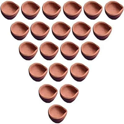 AANSSS 30 Pack Natural India Crafted Earthen Clay Diya/Oil Lamp/ Welcome Diya Deepak for Diwali/Gift/Decoration(30 Pack)