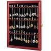 COMSREV 36 Souvenir Tea Spoon Display Case Collection Collector Rack Wall Mount Wooden w/98% UV Acrylic Door Lockable (Cherry) view 1