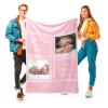 inkArts Baby Girl Gifts Personalized Baby Blanket with 2 Pictures Custom Baby Blankets Customized Receiving Blanket for Girls, 15 Colors Available, 30"x40" view 1