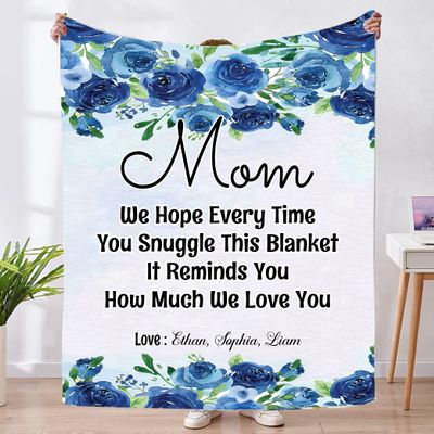 NAZENTI Blankets for Mom, Personalized Gifts for Mom for Christmas Mothers Day Custom Mom Gifts Mom Birthday Gifts for Mom from Daughter Son, Mom Gifts for Mother's Day Throw Fleece Sherpa Blanket