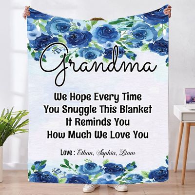 Blankets for Grandma, Personalized Gifts for Grandma for Christmas Mothers Day ,Custom Grandma Gifts Birthday Gifts for Grandma from Daughter Son, Grandma Gifts for Mother's Day Throw Fleece Blanket