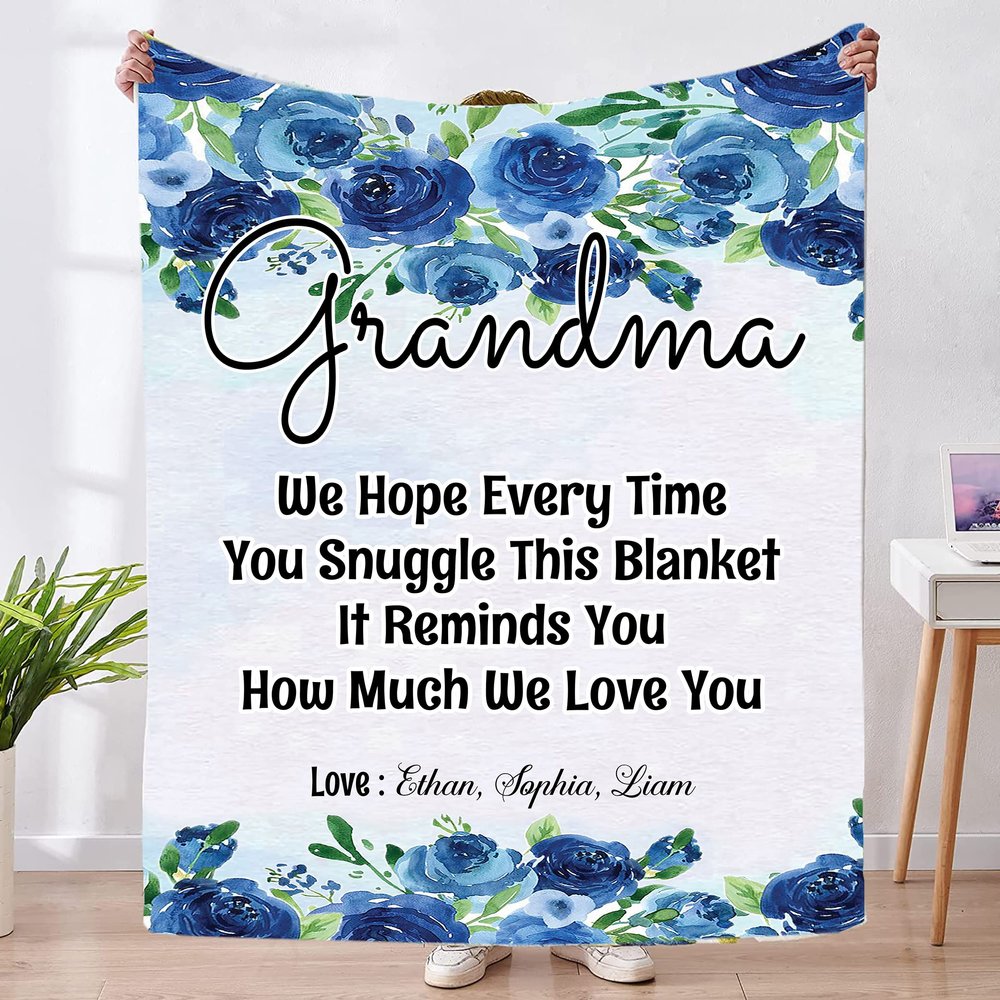 Blankets for Grandma, Personalized Gifts for Grandma for Christmas Mothers Day ,Custom Grandma Gifts Birthday Gifts for Grandma from Daughter Son, Grandma Gifts for Mother's Day Throw Fleece Blanket
