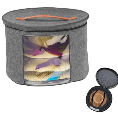 Felt Hat Storage Bucket,Portable Pressure and Dirty Travel Storage Bag,Perspective Clothing Toy Storage Bag Hat Storage Box Men and Women Hat Storage Box