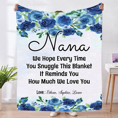 Blankets for Nana, Personalized Gifts for Nana for Christmas Mothers Day Custom Nana Gifts Nana Birthday Gifts for Nana from Daughter Son, Nana Gifts for Mother's Day Throw Fleece Sherpa Blanket
