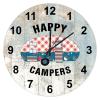 UFunhome Adventure Desert Camper Wall Clock 10-Inch Happy Campers Wooden Decorative Round Clock Battery Operated Silent Non Ticking Wall Decor Clock for Office Bathroom Living Room Retirement Gift view 1