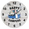 Gift for Camping Lovers Happy Camper Wooden Wall Clock Cute Airstream Camper Travel Trailer Round Clock Battery Operated Silent 10-Inch Non Ticking Clock for Living Room, Kitchen, Home, Bathroom view 1