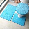 1 Set Bath Mats for Bathroom Non Slip, Cobblestone Pattern Toilet Lid Cover Super Soft Polyester Foldable Anti-skid Bathroom Rug for Bathtubs,Water Absorbent Rain Showers and Under The Sink Sky Blue view 2