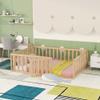 Bellemave Full Size Floor Bed for Kids, Montessori Bed Frame with Fence-Shaped Guardrails and Door, Wooden Floor Full Bed for Kids, Toddler, Boys Girls (Natural, Full Size) view 1