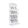DYRABREST Four-layer Magazine Rack Floor Standing Newspaper and Magazine Display Rack Arc Advertising Sign Board Simple Iron Information Rack (White) view 1