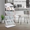 DYRABREST Four-layer Magazine Rack Floor Standing Newspaper and Magazine Display Rack Arc Advertising Sign Board Simple Iron Information Rack (White) view 4
