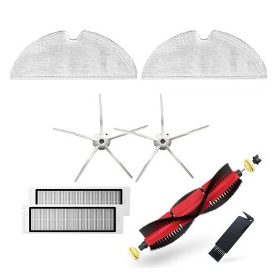 CRNVR Compatible with Roborock 2020 New Detachable Main Brush,5 Arms Silicon Side Brush Roll Brush Compatible with Roborock S6 S50 S5max S6 MaxV S4 E4 (Color : Pack v4 White)