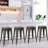 24 inch Metal Bar Stools Set of 4 Kitchen Dining Bar Chairs Counter Height Bar Stools Modern Bar Stools Farmhouse Bar Stools High Back Barstools, Bronze view 1