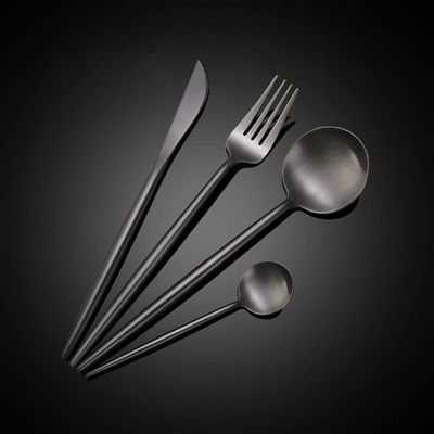 Black Silverware Set,Durable 18/10 Stainless Steel Flatware Sets,Eating Home Kitchen Set for Cutlery Include Knife Fork Spoon Dessert Spoon,Mirror Polished.