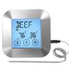 Digital Cooking Thermometer, 3.3 x 1 x 3.3 in Large LCD Food Meat Thermometer Smoker Oven Kitchen BBQ Grill Thermometer Clock Timer with Stainless Steel Probe for Smoker Kitchen Oven BBQ (Silver) view 1