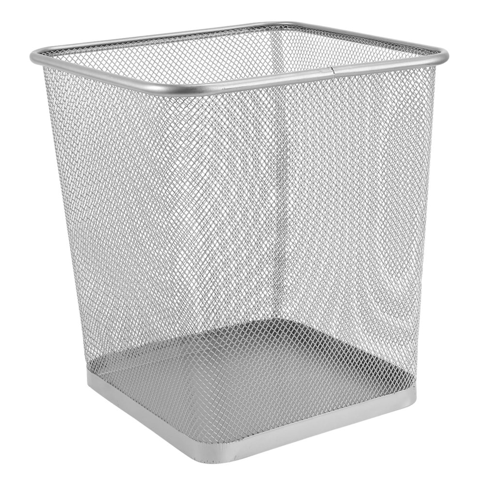 1pc Metal Trash Can Trash Storage Container Garbage Basket Garbage Can Household Trash Can Office Ash-bin Wastepaper Basket Holder Storage Trash Container