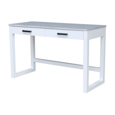 IC International Concepts Solid Wood Carson Desk with Two Drawers, Chalk/White