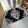 Absorbent Bath Rugs Fluffy Plush Bathroom Doormat Indoor Shaggy Carpet Classic Mid Century Damask Floral Non Slip Super Soft Floor Mats Black and White Flower Art for Bedroom/Living Room Front Door view 3
