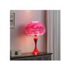 ORE International 18.25" in Medium Pink Feather Aquina Glaze Red Metal Contour Glam Table Lamp view 3