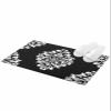 Absorbent Bath Rugs Fluffy Plush Bathroom Doormat Indoor Shaggy Carpet Classic Mid Century Damask Floral Non Slip Super Soft Floor Mats Black and White Flower Art for Bedroom/Living Room Front Door view 1