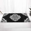Absorbent Bath Rugs Fluffy Plush Bathroom Doormat Indoor Shaggy Carpet Classic Mid Century Damask Floral Non Slip Super Soft Floor Mats Black and White Flower Art for Bedroom/Living Room Front Door view 2