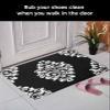 Absorbent Bath Rugs Fluffy Plush Bathroom Doormat Indoor Shaggy Carpet Classic Mid Century Damask Floral Non Slip Super Soft Floor Mats Black and White Flower Art for Bedroom/Living Room Front Door view 4