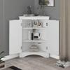 Mancofy Home Corner Storage Cabinet, Bathroom Triangle Floor Storage Cabinet with Adjustable Shelves, Freestanding Floor Cabinet with 2 Doors (White) view 1