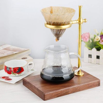 Drip Filter Cup Rack Stand Accessories , Wooden Brass Coffee Filter Holder , Coffee Filters tissue Container Storage Rack Stand for Home Kitchen Bar Cafes Hand made Coffee , Wooden Brass Coffee Filter