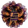 Chevron Halloween Pumpkin Deco Mesh Wreath. Available in 24 inch and 28 inch diameters view 1