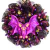 Halloween Bat with Moving Eyes Handmade Deco Mesh Wreath. Available in 24 inch and 28 inch diameters view 1