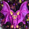 Halloween Bat with Moving Eyes Handmade Deco Mesh Wreath. Available in 24 inch and 28 inch diameters view 2