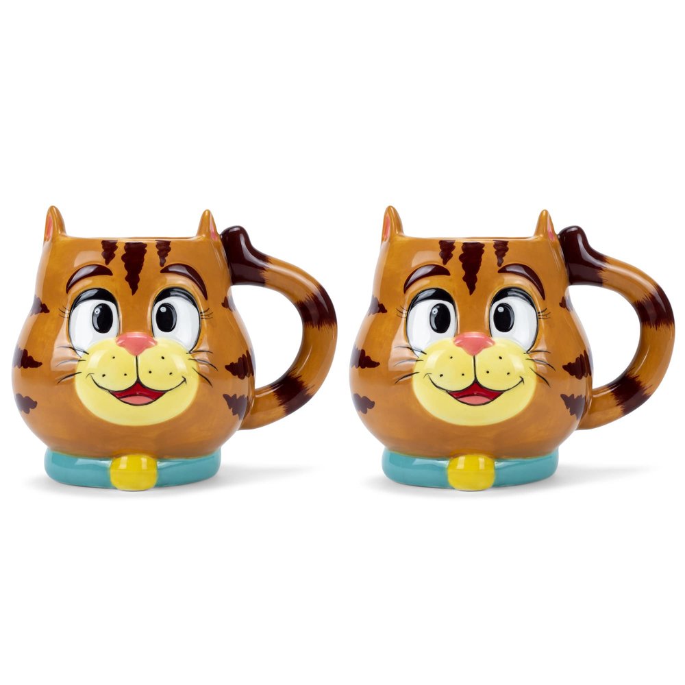 100 North ESNCHMG-CT-2PK Smiling Orange Cat Character 18 ounce Glossy Ceramic Coffee Tea Cup Mug For Your Favorite Morning Brew Pack of 2