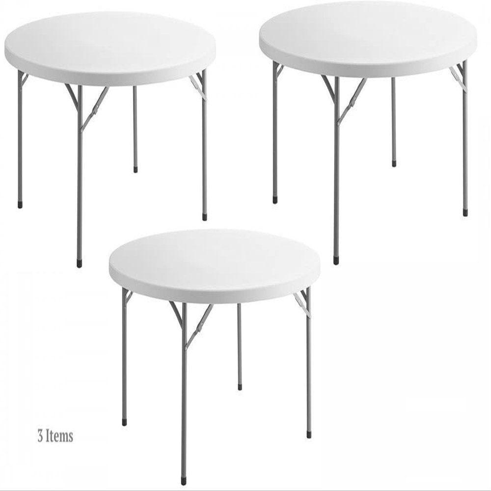 PRO&Family 4 Pack! 60" Round Folding Table High Round Tables for Parties 60 Inch Round Table Plastic Circle Table Folding Round Table Portable Table Folding Desk Kitchen Table Foldable Round Table