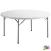 PRO&Family 4 Pack! 60" Round Folding Table High Round Tables for Parties 60 Inch Round Table Plastic Circle Table Folding Round Table Portable Table Folding Desk Kitchen Table Foldable Round Table view 4