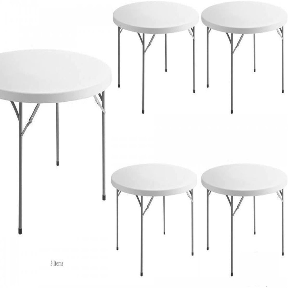 5 Pack! 150 Cm / 60 Inch Round Folding Table Portable Table Round Banquet Tables Round Fold Out Table Portable Bar Table For Party Round Table Round Fold Out Table Round Folding Table For 6 People