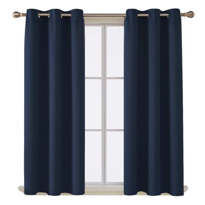 2 Pannels Combined Size) Blackout Grommet Polyester Blend Curtains Perfect for Making Your Bedroom and Living Room Beautifull Navy Blue,(Wide 52 Inch by 120 Inch Long-2 Pannels Combined Size))