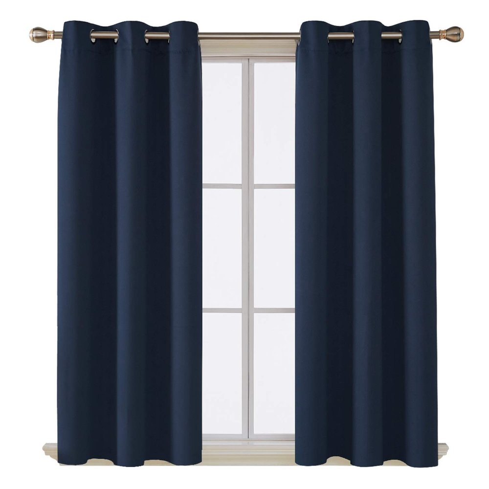 2 Pannels Combined Size) Blackout Grommet Polyester Blend Curtains Perfect for Making Your Bedroom and Living Room Beautifull Navy Blue,(Wide 52 Inch by 120 Inch Long-2 Pannels Combined Size))
