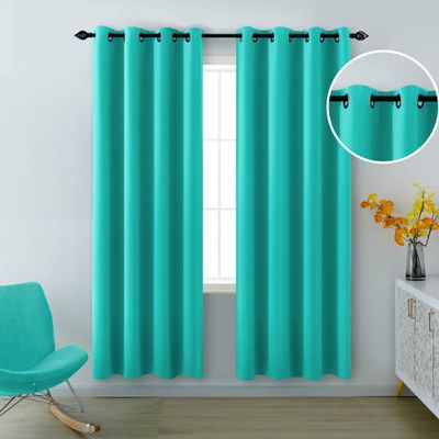 2 Pannels Combined Size) Blackout Grommet Polyester Blend Curtains Perfect for Making Your Bedroom and Living Room Beautifull Turquoise,(Wide 42 Inch by 84 Inch Long-2 Pannels Combined Size))