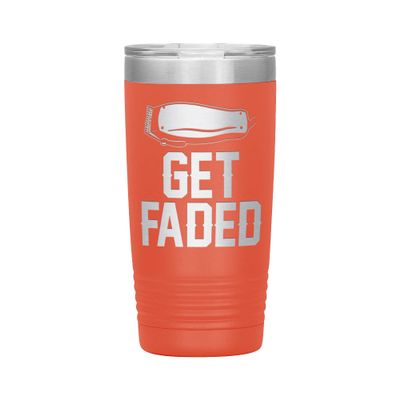 Get Faded Barber Tumbler - 20oz Engraved Stainless Steel Cup - Coral