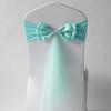 100Pcs Stretch Satin Chair Sashes Bows Chair Bands Decor for Hotel Wedding Reception Party Event Chair Cover Decoration Sky Blue view 1
