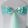 100Pcs Stretch Satin Chair Sashes Bows Chair Bands Decor for Hotel Wedding Reception Party Event Chair Cover Decoration Sky Blue view 2