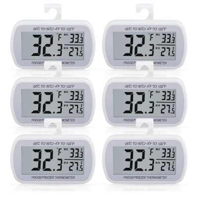AEVETE 6 Pack Waterproof Digital Refrigerator Thermometer Large LCD, Freezer Room Thermometer with Magnetic Back, No Frills Easy to Read