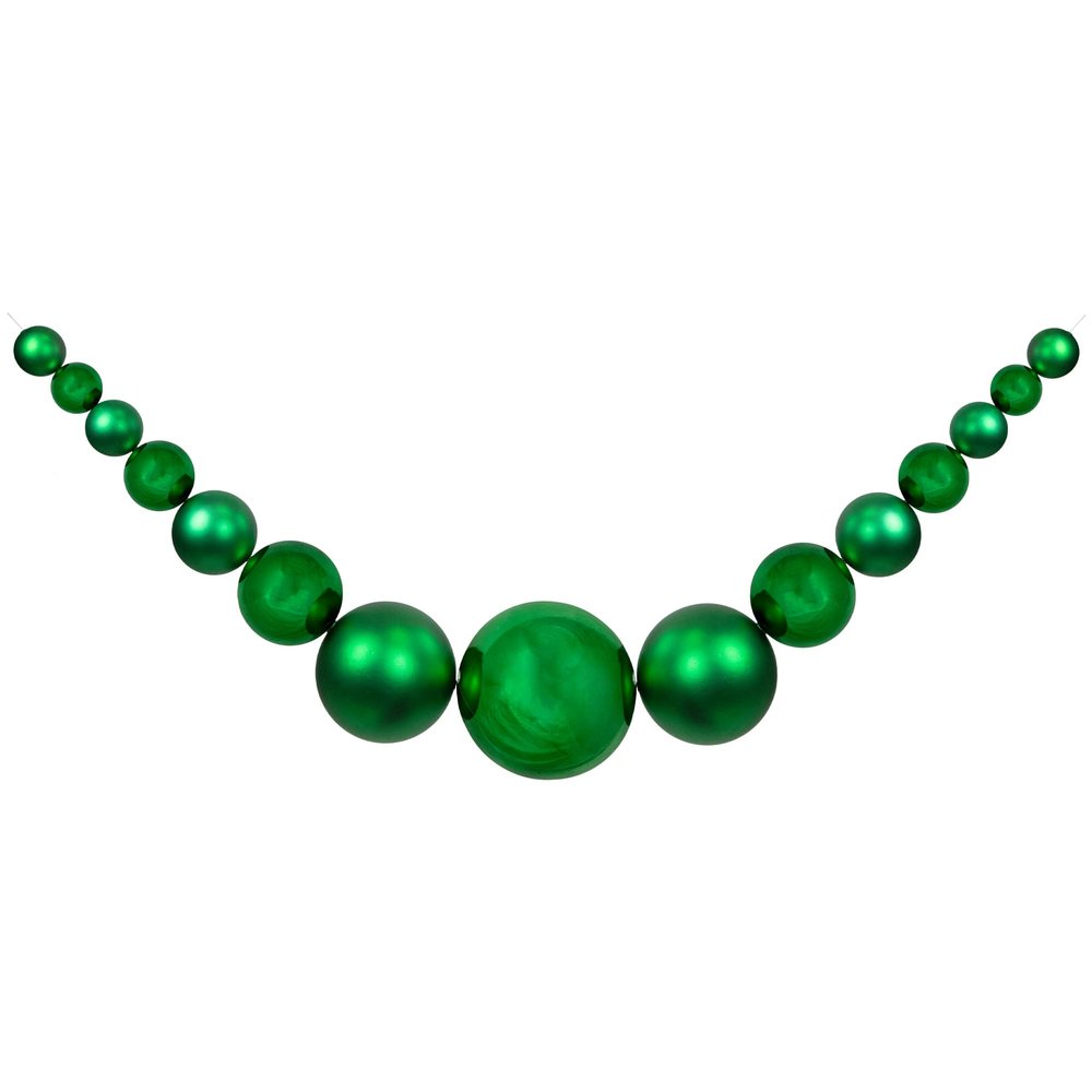 6' Green Shiny and Matte Shatterproof Ball Christmas Swag