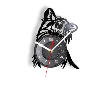 ICECHEN Wall Clock - 12 Inch Yorkie Portrait Artist Dog Pet Shop Wall Art Wall Clock Puppy Ricky Yorkie Vinyl Record Clock Yorkshire Terrier Dog Breeds Gift