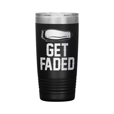 Get Faded Barber Tumbler - 20oz Engraved Stainless Steel Cup - Black